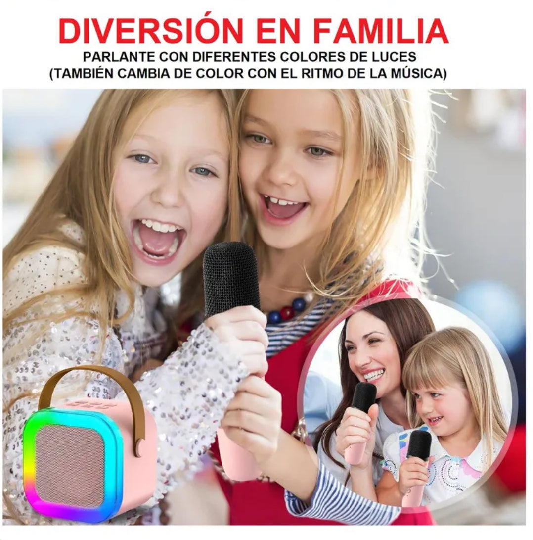 Mini Parlante con Micrófono Karaoke Bluetooth Inalámbrico