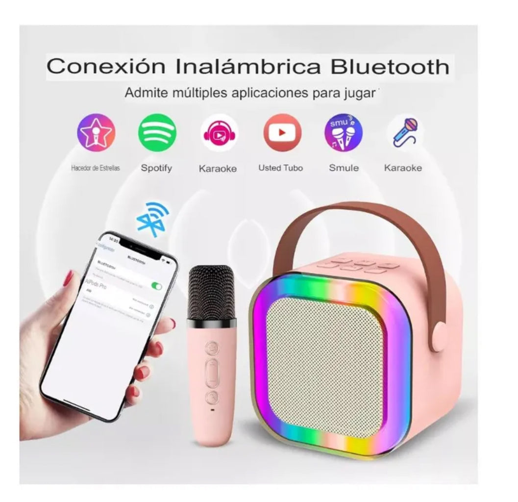 Mini Parlante con Micrófono Karaoke Bluetooth Inalámbrico