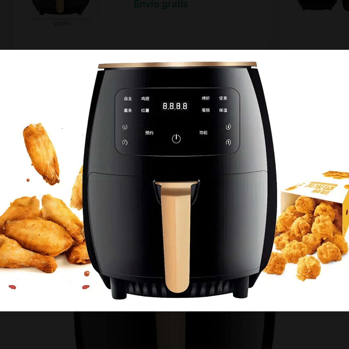 Freidora de Aire + 100 Papel Antiadherente REGALO Air Fryer 6L Extra Grande 2400W