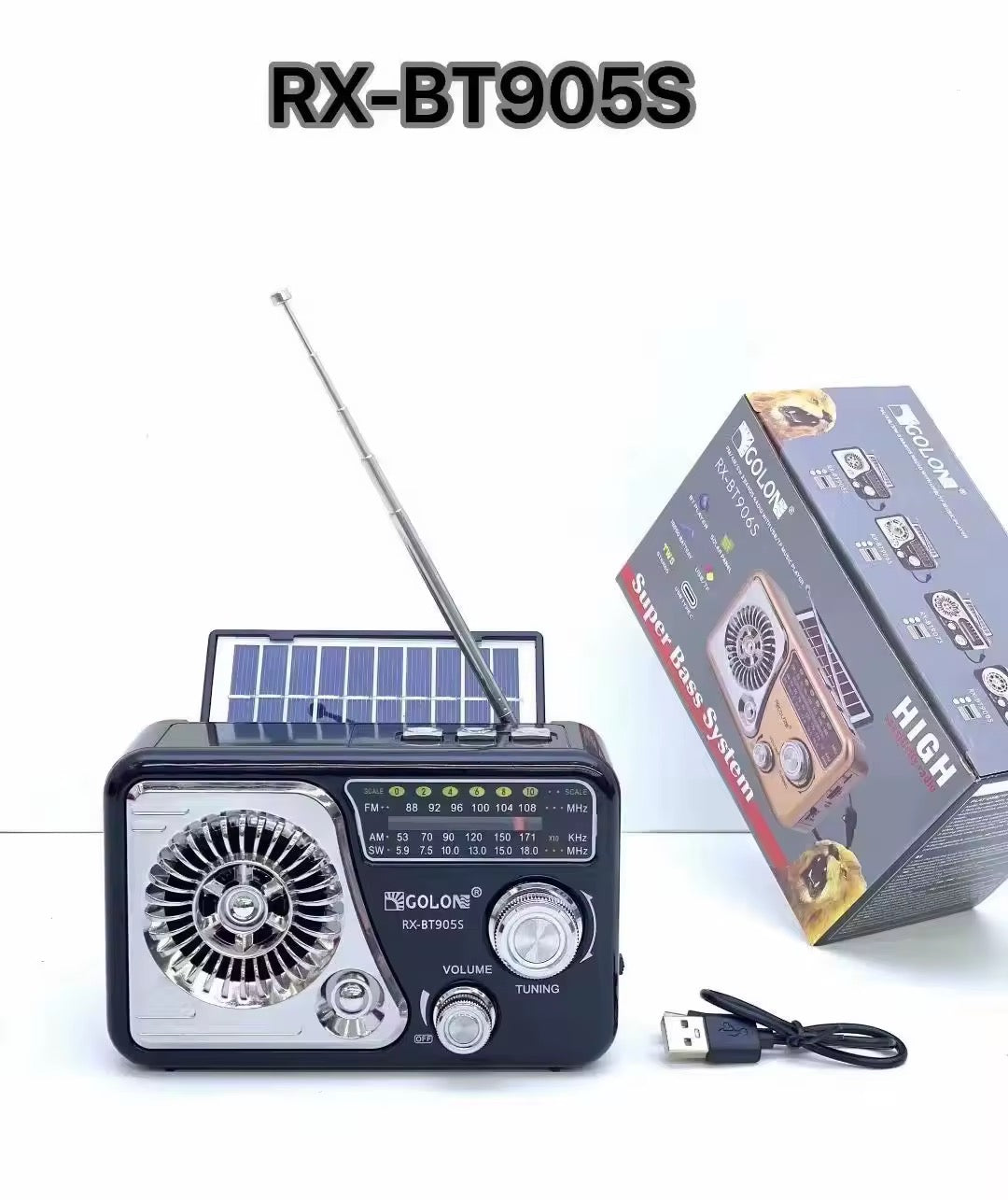 Radio Solar AM/FM Recargable Bluetooth USB