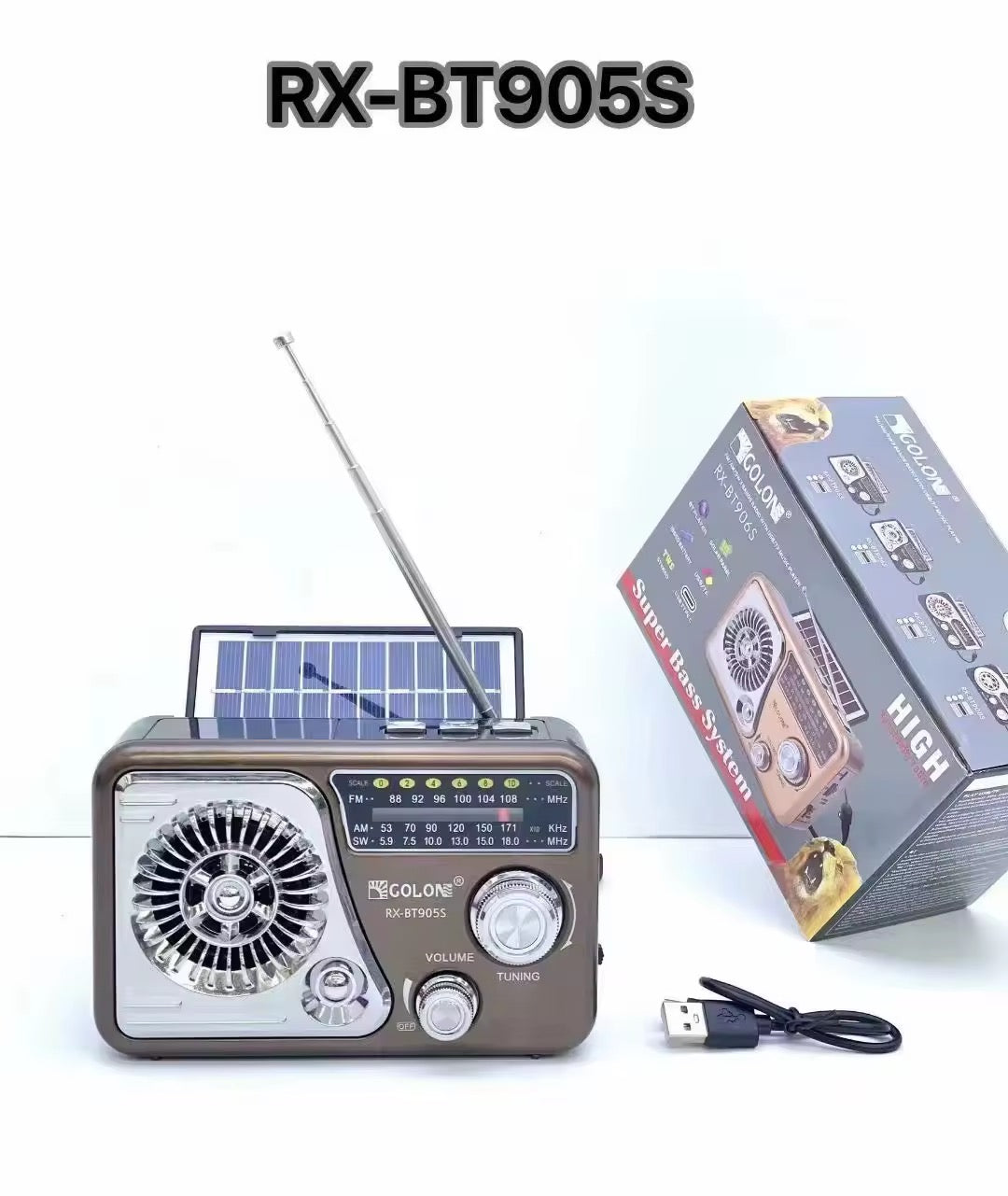 Radio Solar AM/FM Recargable Bluetooth USB