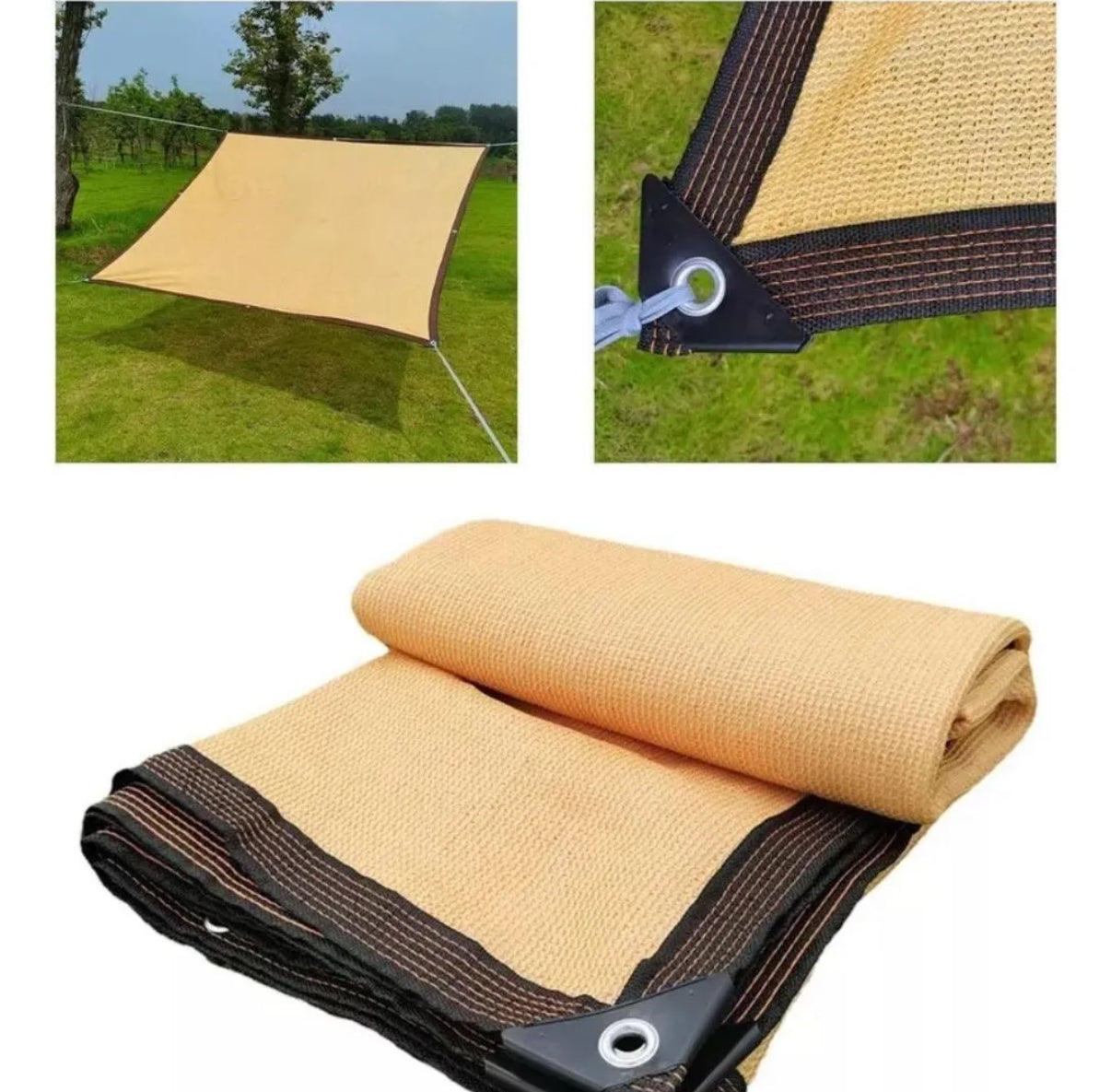 Toldo Rectangular Sombra Malla Raschell 3x5 mts 3x6 mts 5x5 mts Beige