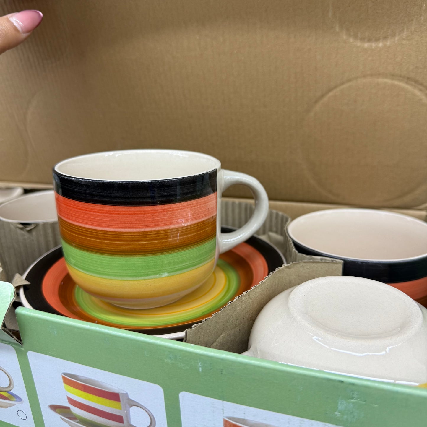 Set 6 Tazas + 6 Platillos Tazón Cerámica