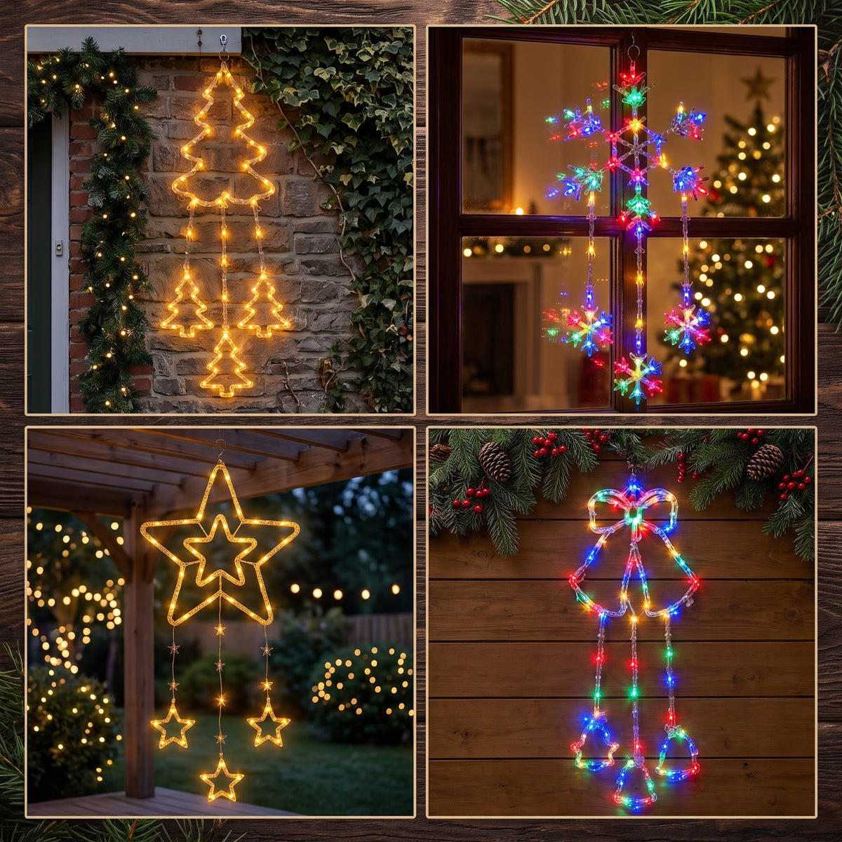 Colgante Solar Cálida Multicolor Adorno Navidad Diseños 60cm