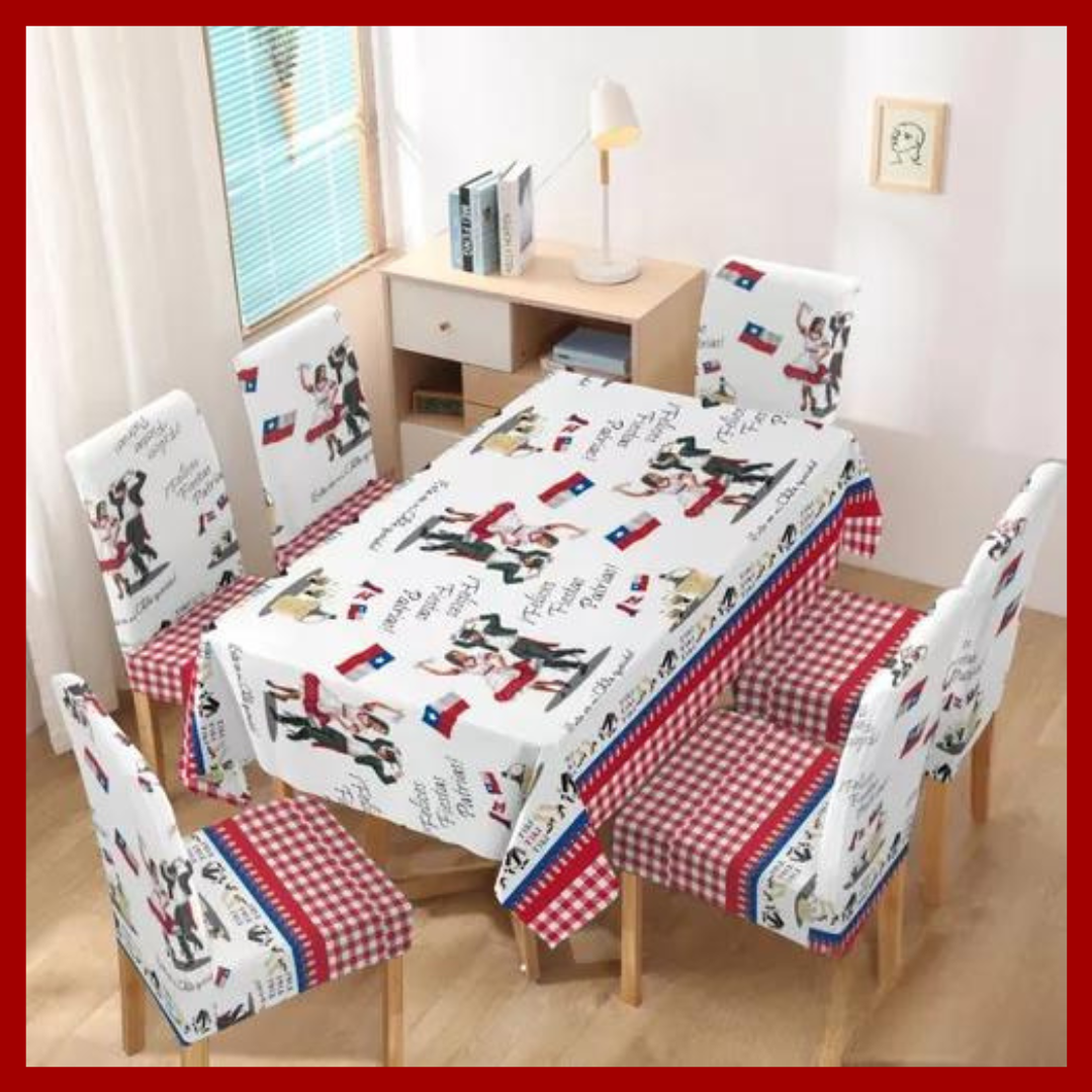 Set Mantel + 6 Funda Sillas Dieciochero