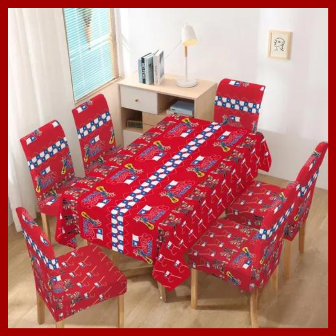 Set Mantel + 6 Funda Sillas Dieciochero