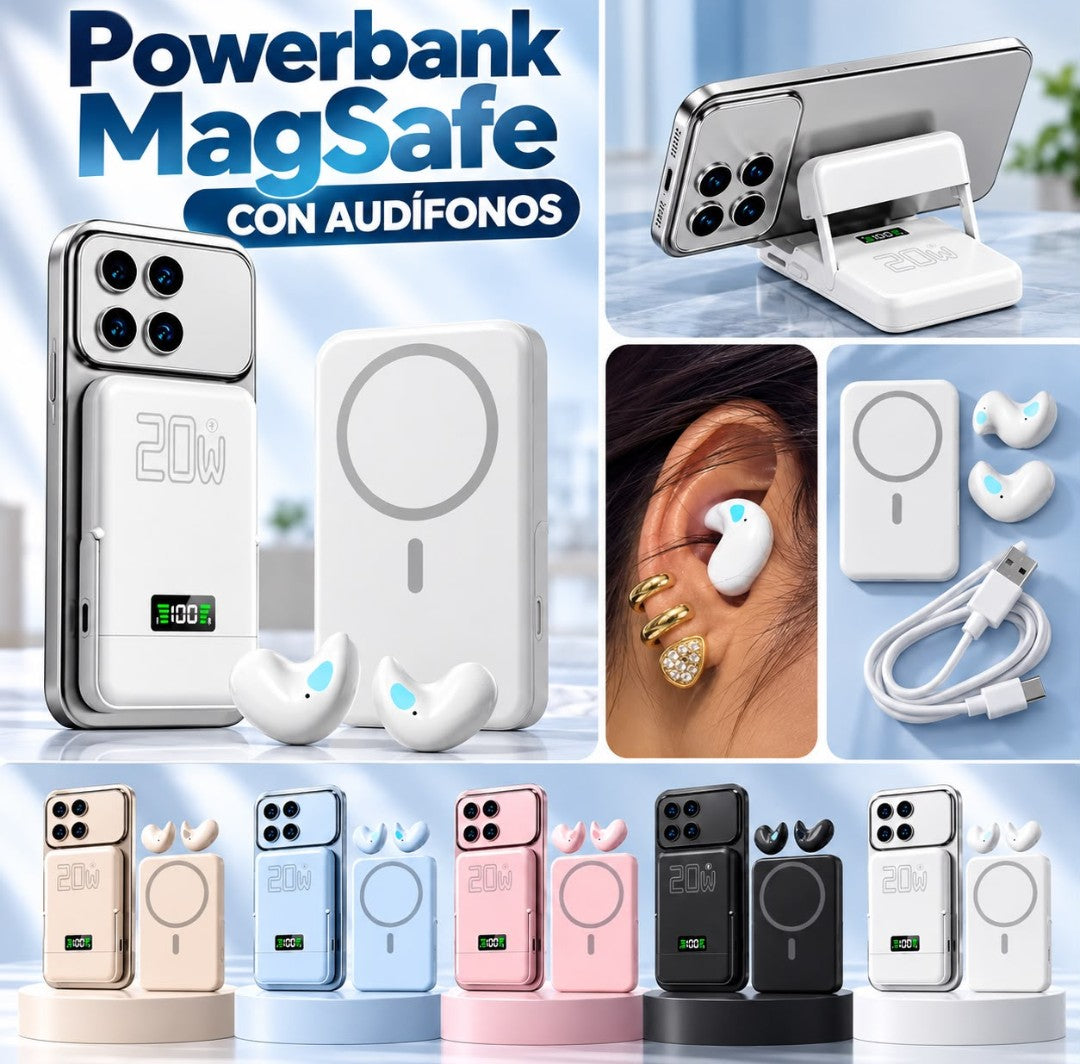 Power Bank Magnética con Audífonos 20W