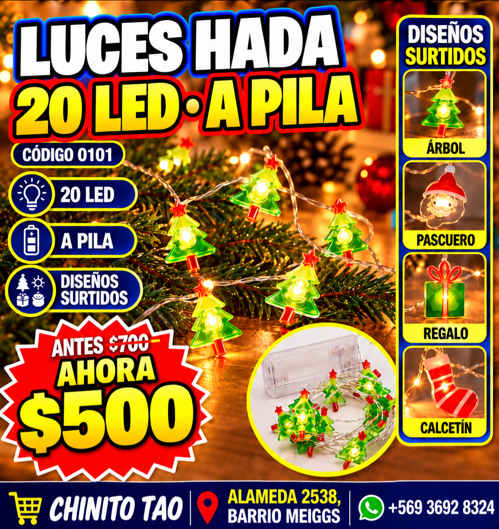 Luz Hada Navideña a Pila 20 LED