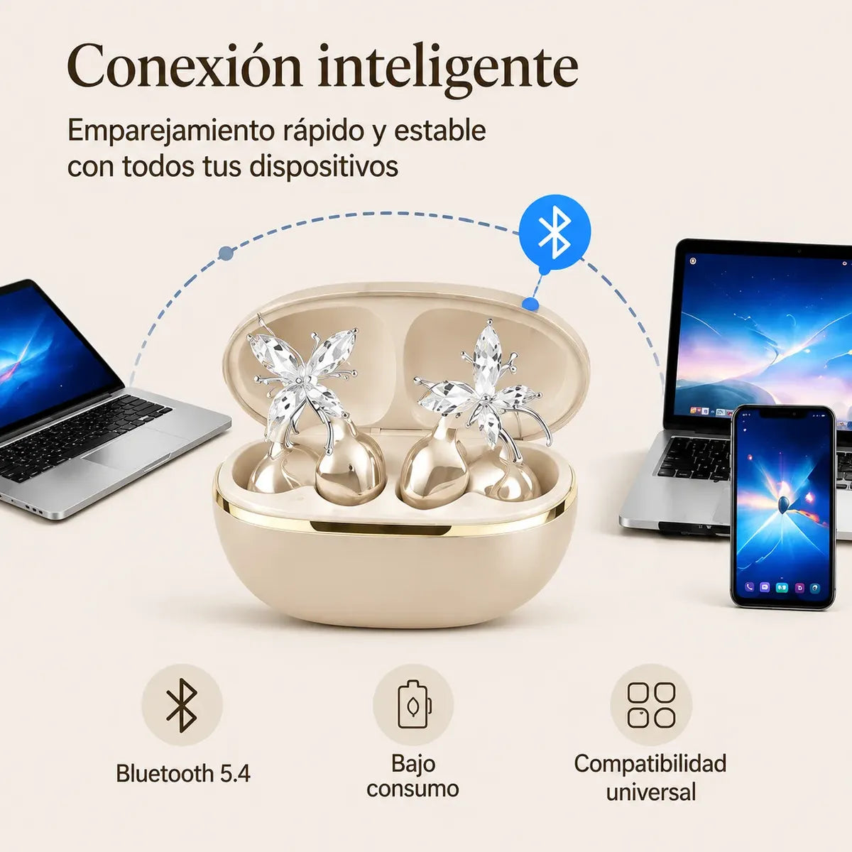Audífono Damix Arete Mariposa Bluetooth Clip | 4 Colores