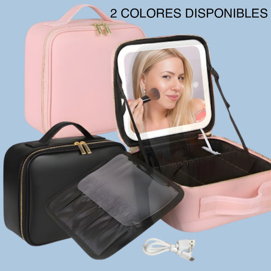 Estuche Cosmetiquero Espejo Luz Led Profesional