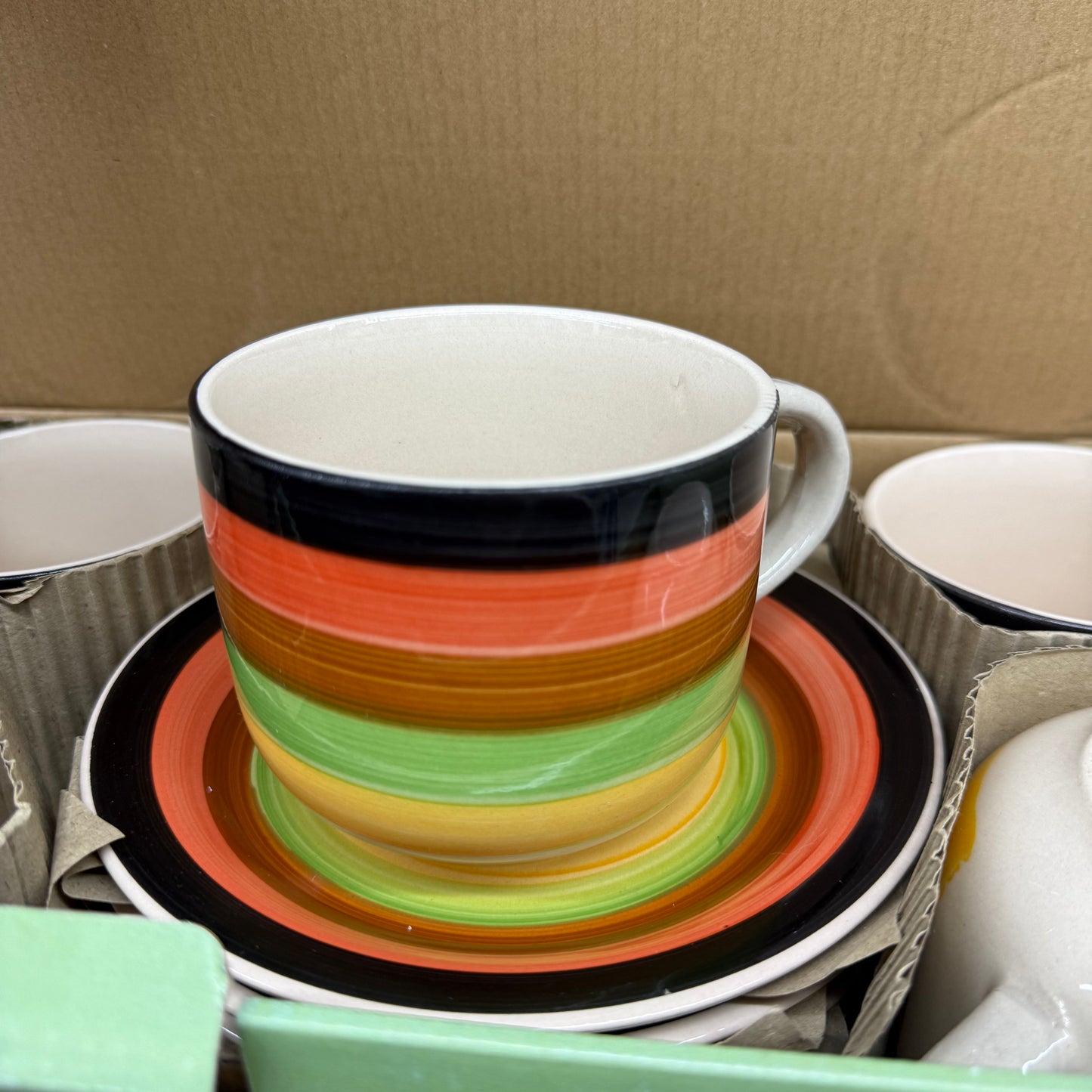 Set 6 Tazas + 6 Platillos Tazón Cerámica