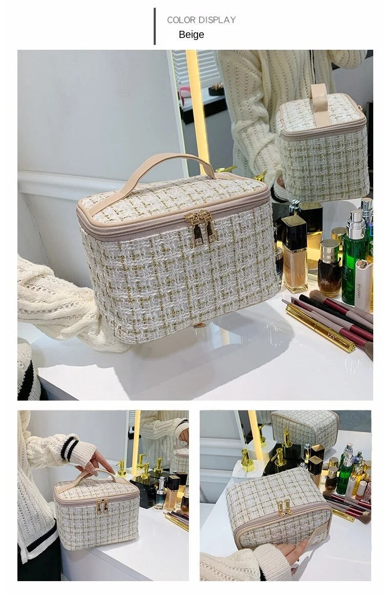 Cosmetiquero Bolso Estilo Chanel Tweed | 2 Colores