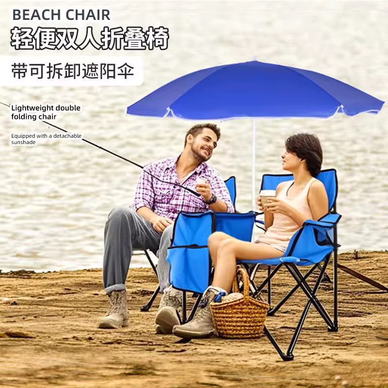 Silla Doble Quitasol Cooler Bebidas Camping