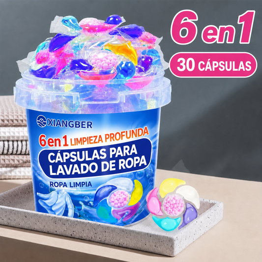 Detergente en Cápsulas Lavar Ropa Lavadora 6 en 1 - 30 unidades