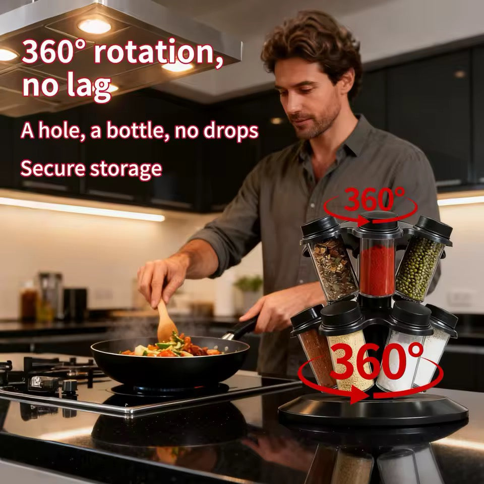 Set 12 en 1 Especiero Condimentero Vidrio Giratorio