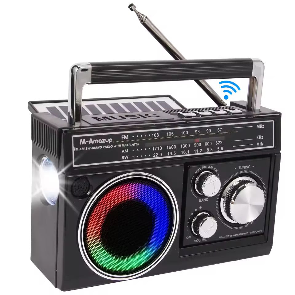 Radio Solar Con Linterna Recargable USB