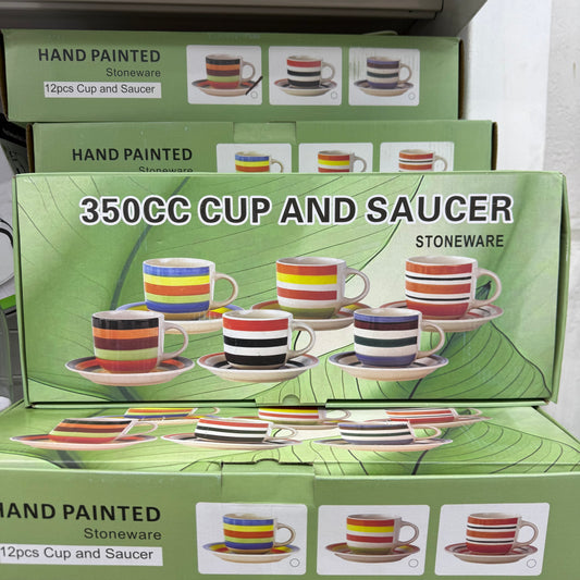 Set 6 Tazas + 6 Platillos Tazón Cerámica
