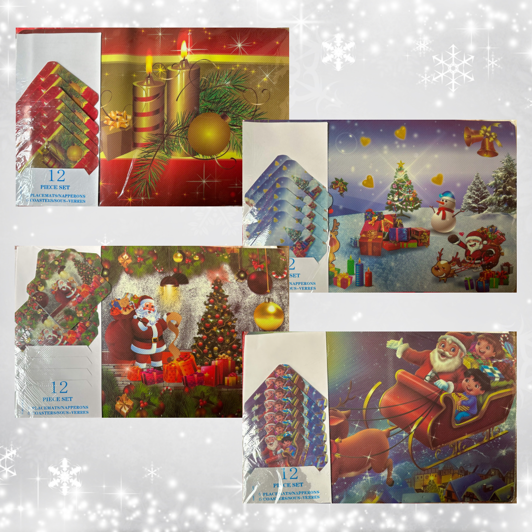 Set 6 Individuales + 6 posavasos Navidad