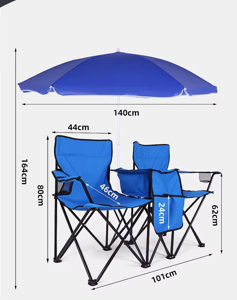 Silla Doble Quitasol Cooler Bebidas Camping