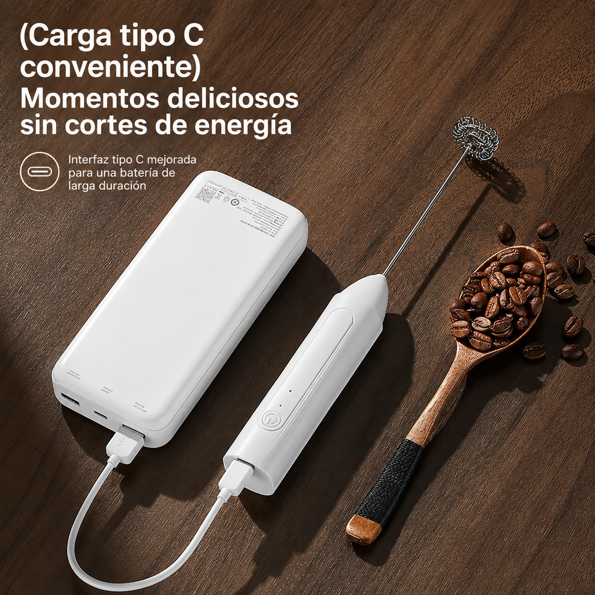 Mini Batidor Espumador Leche Café Recargable