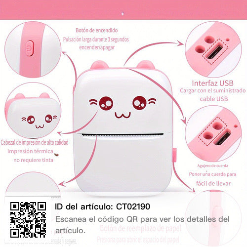 Impresora Térmica Kawaii Gatito