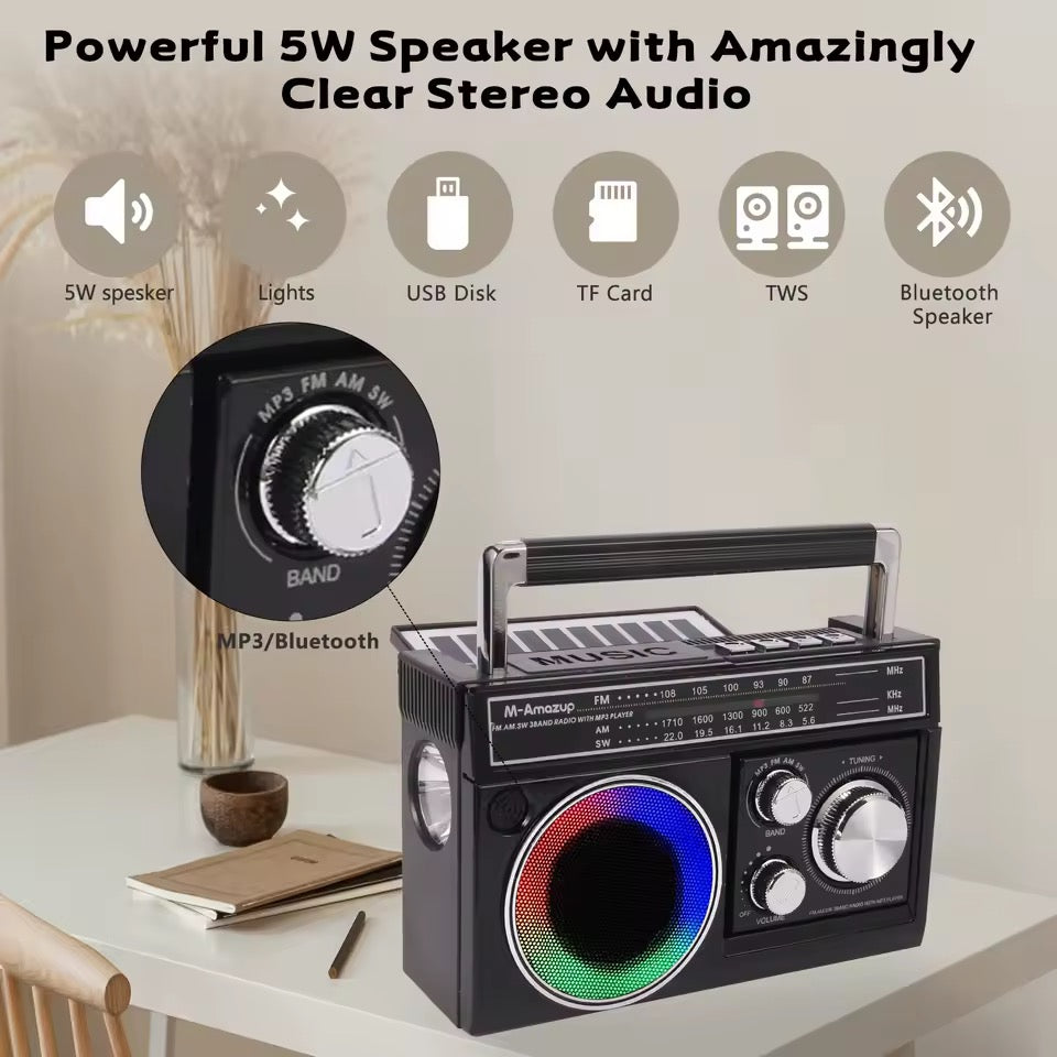 Radio Solar Con Linterna Recargable USB