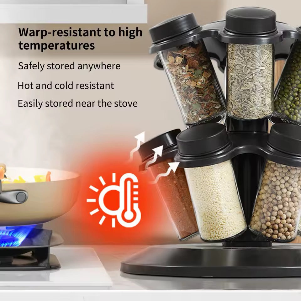 Set 12 en 1 Especiero Condimentero Vidrio Giratorio