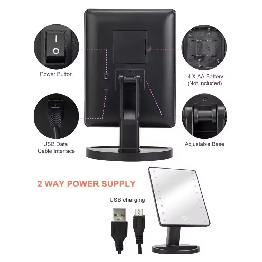 Espejo Maquillaje Luz Led Rotación Ajustable