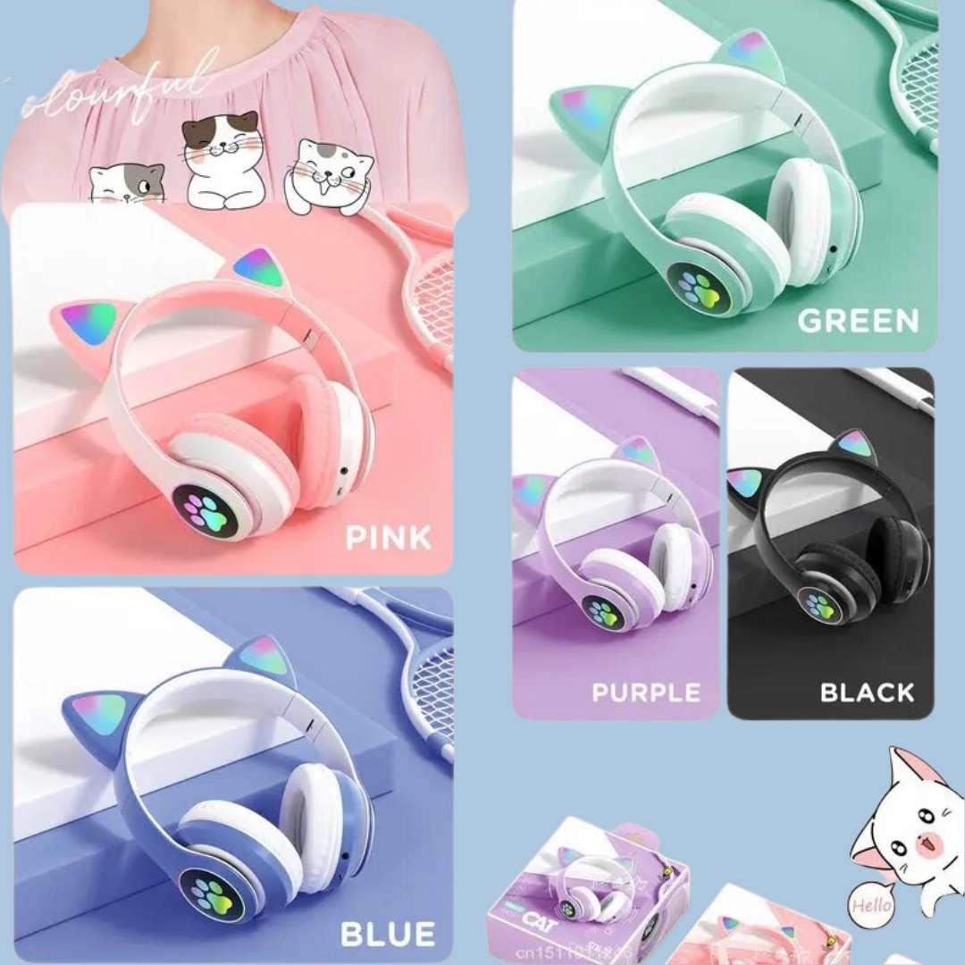 Audífono Bluetooth Kawaii Gato Patita | 5 Colores