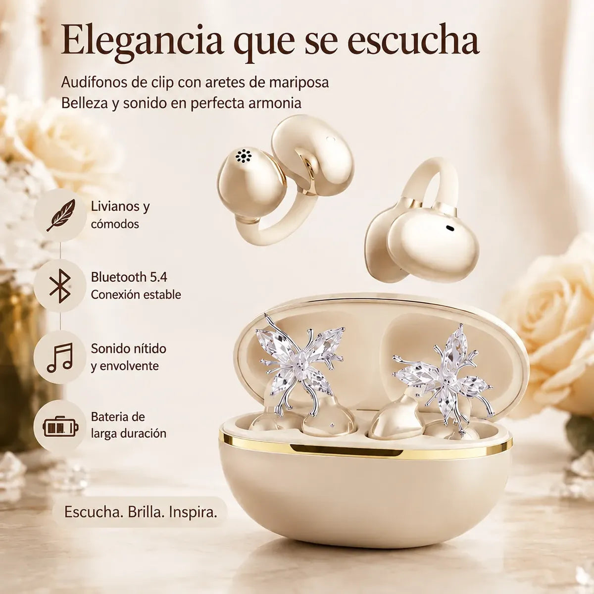 Audífono Damix Arete Mariposa Bluetooth Clip | 4 Colores
