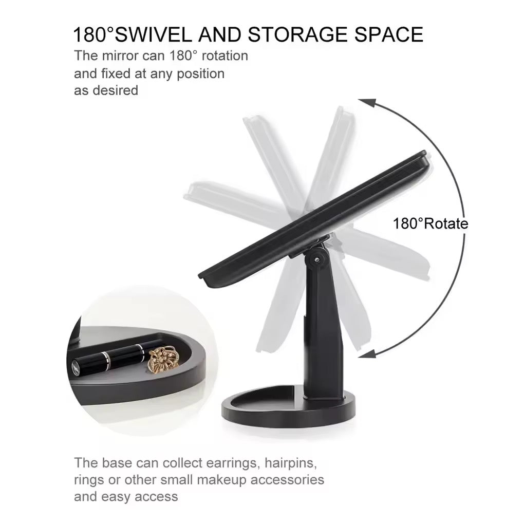 Espejo Maquillaje Luz Led Rotación Ajustable