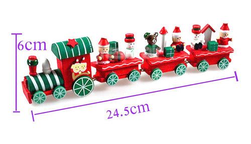 Tren Madera Adorno Navidad Decoración 4 Bagones