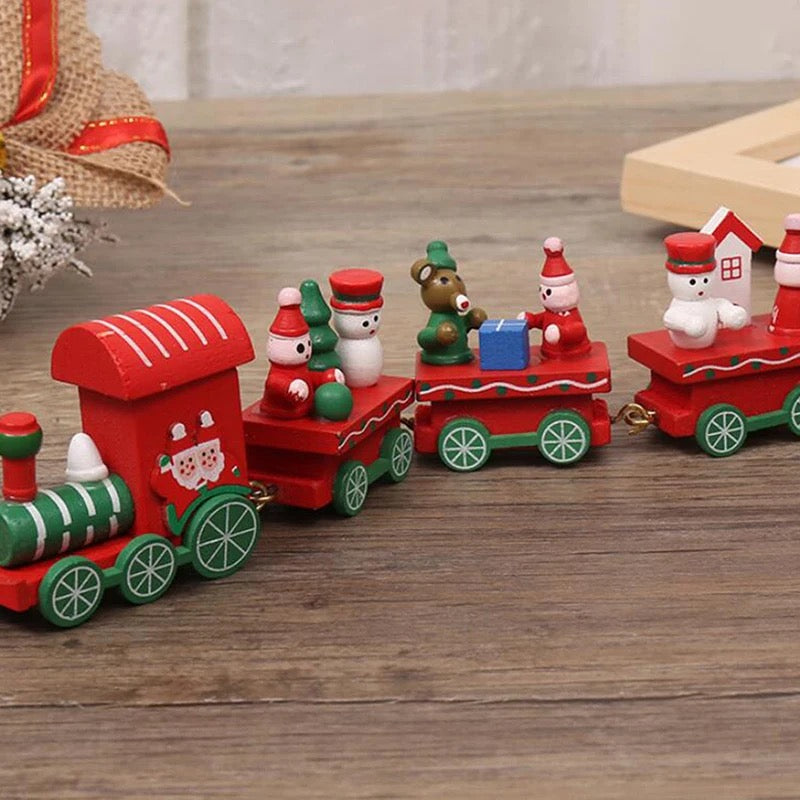 Tren Madera Adorno Navidad Decoración 4 Bagones