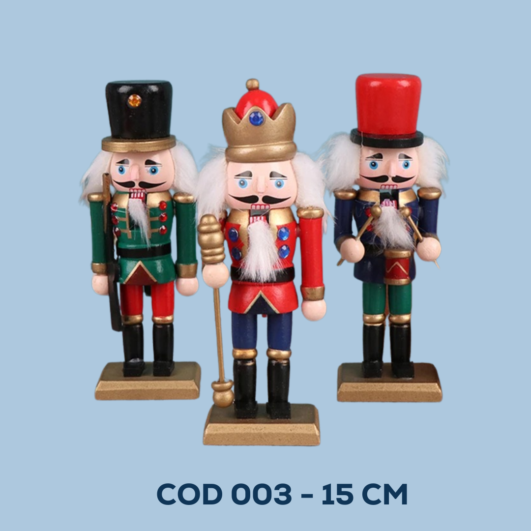 Set 3 Soldado Cascanueces Navideño Adorno Navidad 15cm COD 003