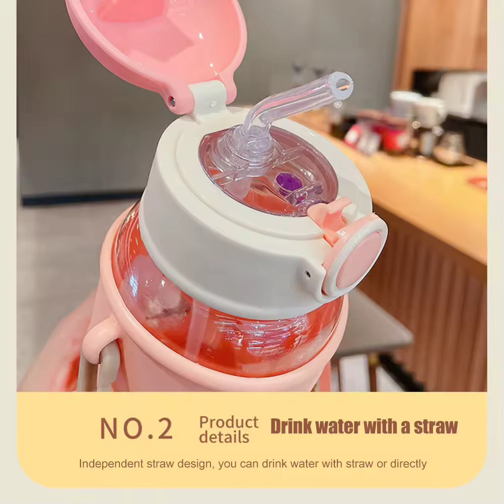 Botella Oso Vaso Kawaii Stickers Tirantes 620ml