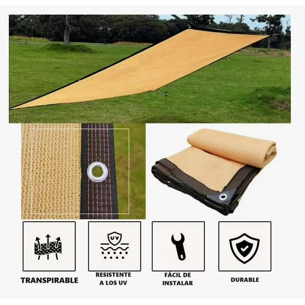 Toldo Rectangular Sombra Malla Raschell 3x5 mts 3x6 mts 5x5 mts Beige
