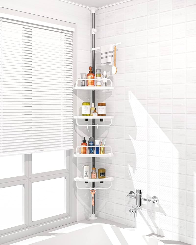 Esquinero de Baño Organizador 4 Niveles Acero Inoxidable Ajustable