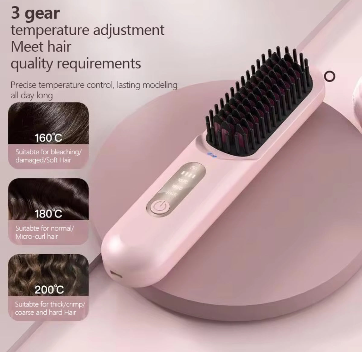 Cepillo Alisador Anti Frizz Recargable