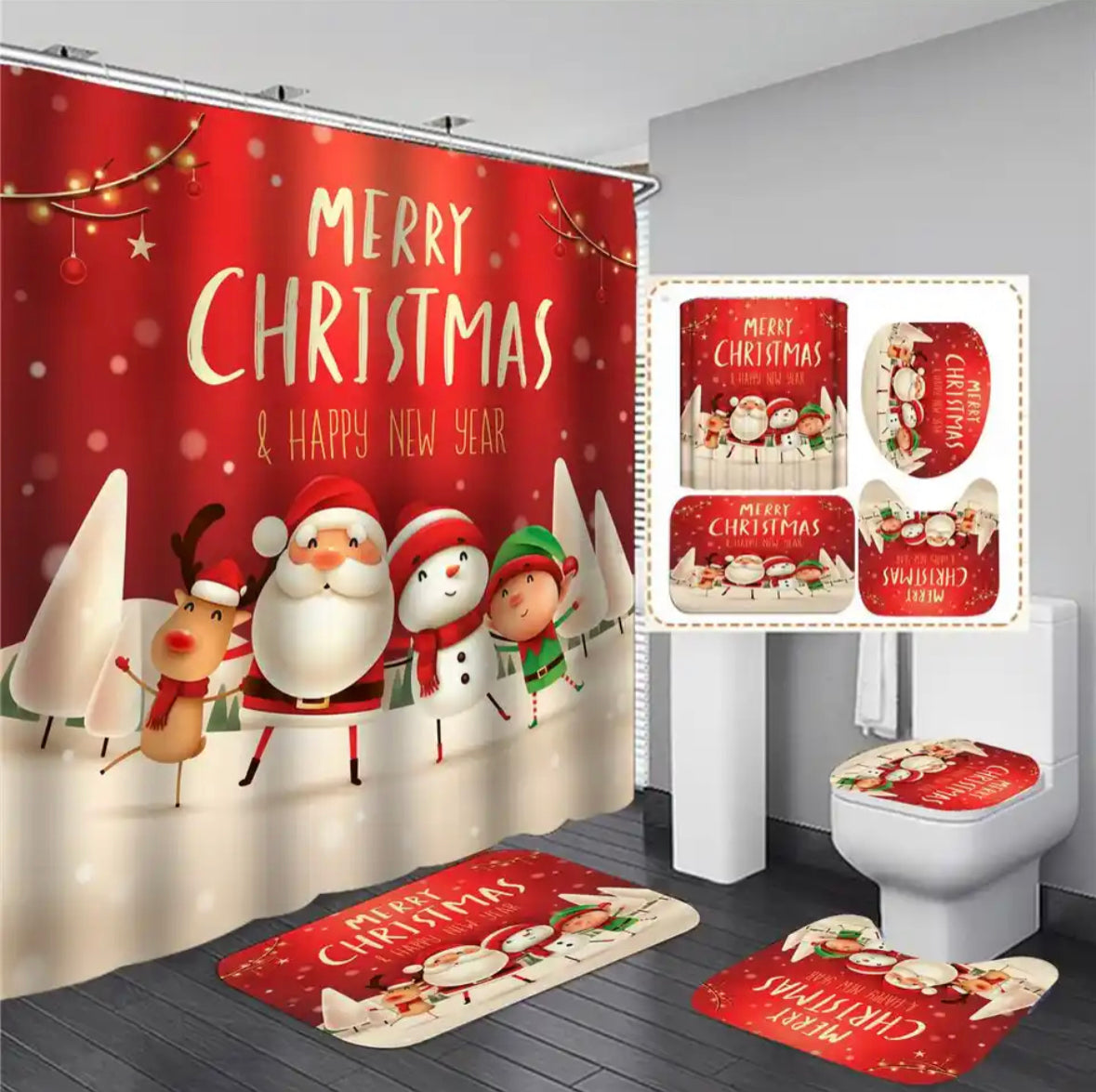 Set 4 piezas Baño Navideño