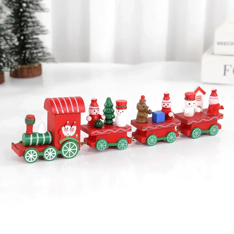 Tren Madera Adorno Navidad Decoración 4 Bagones