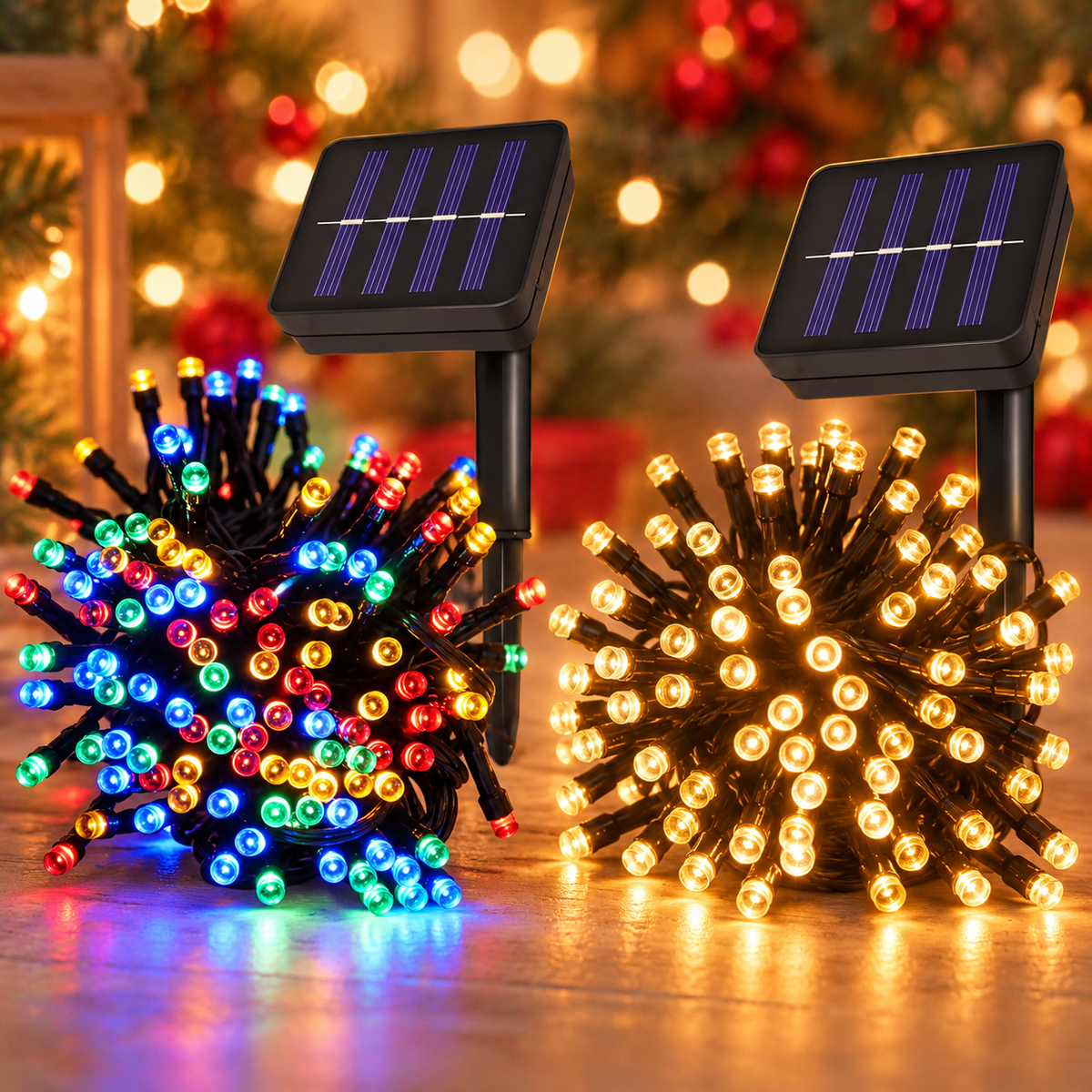 Set Luces Solares Multicolor Cálidas 100 / 200 LED 10 / 20 METROS