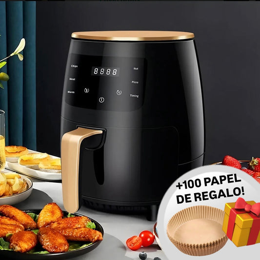 Freidora de Aire + 100 Papel Antiadherente REGALO Air Fryer 6L Extra Grande 2400W