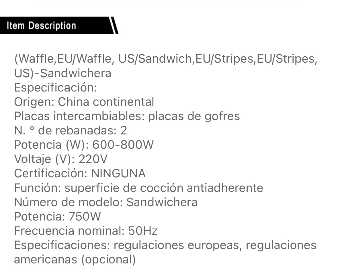 Máquina para Waffles Cuadrada Wafflera