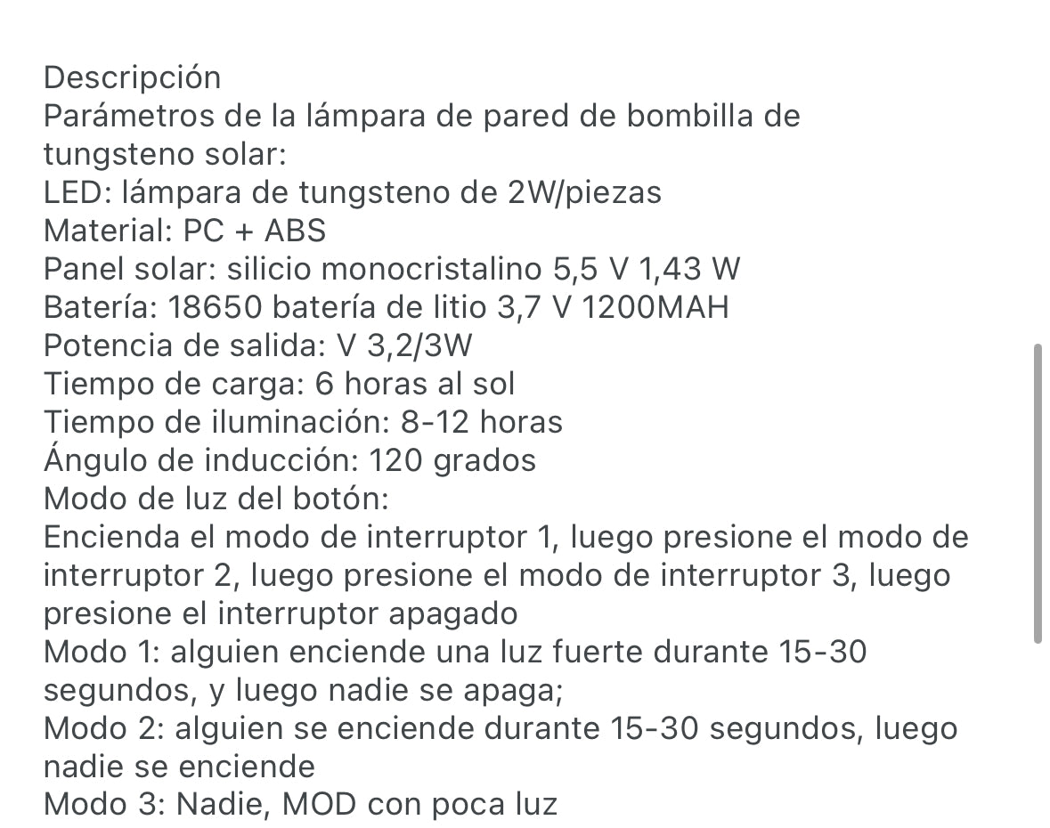 Lámpara de Pared Solar Inteligente 888