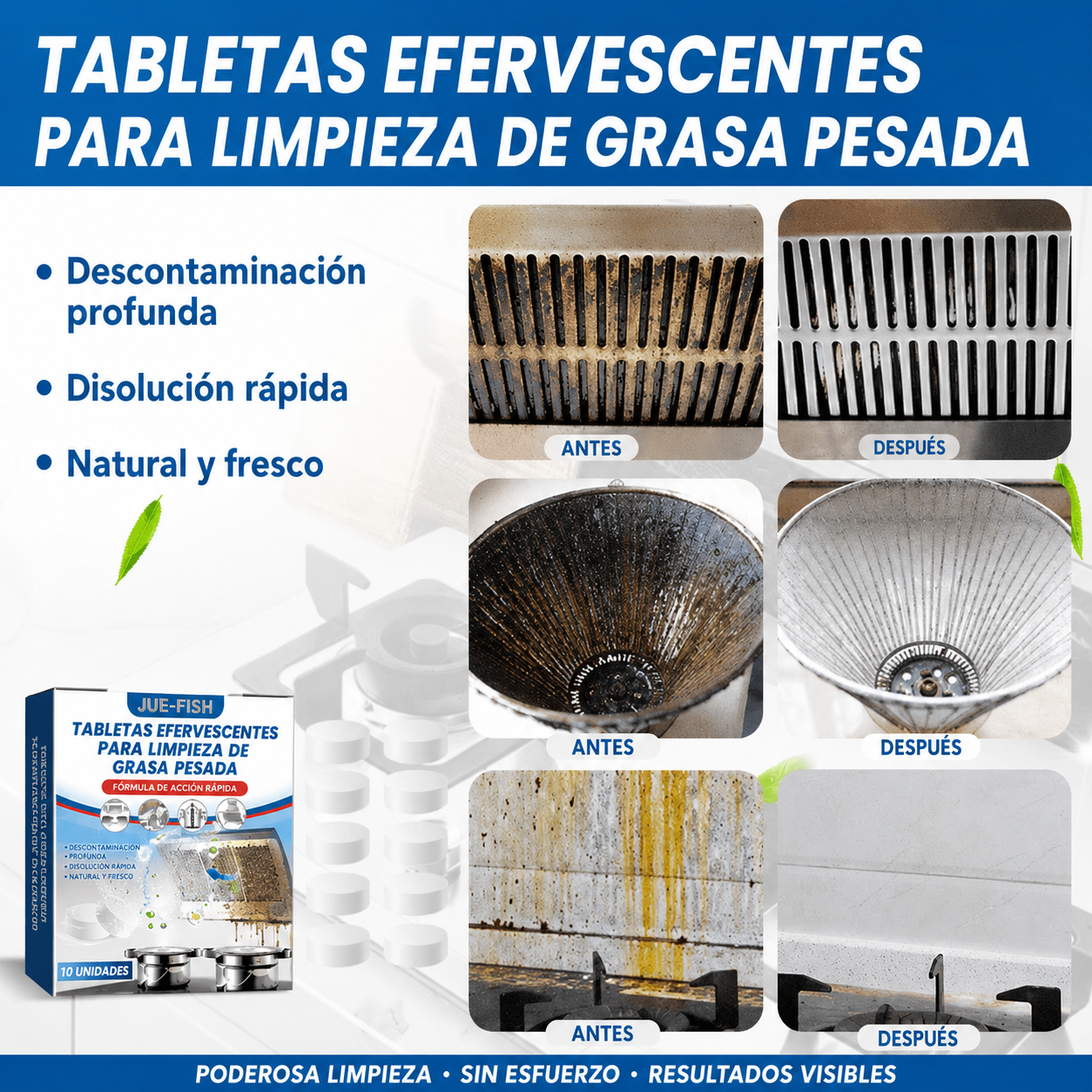 Pastillas Anti Grasa Efervescente 10 UNIDADES