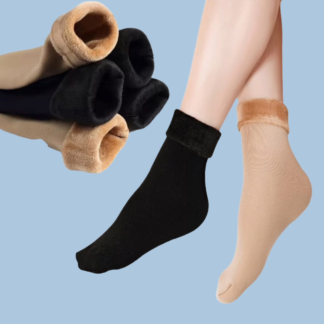 Docena Calceta Térmica Polar Cálidos Beige / Negro Surtido – chinitotao