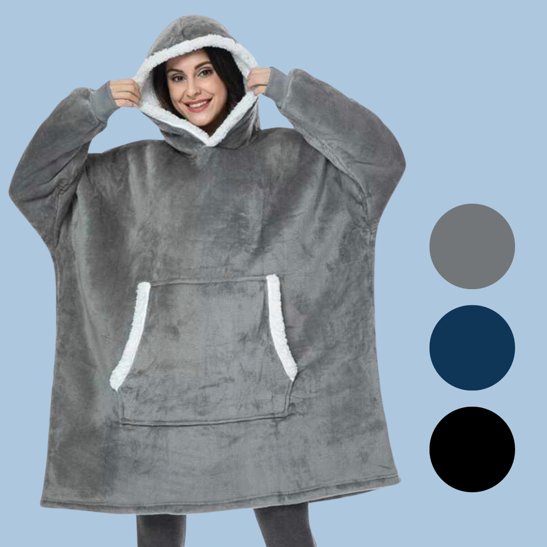 Maxi Polerón Sherpa Liso | AZUL, GRIS Y NEGRO