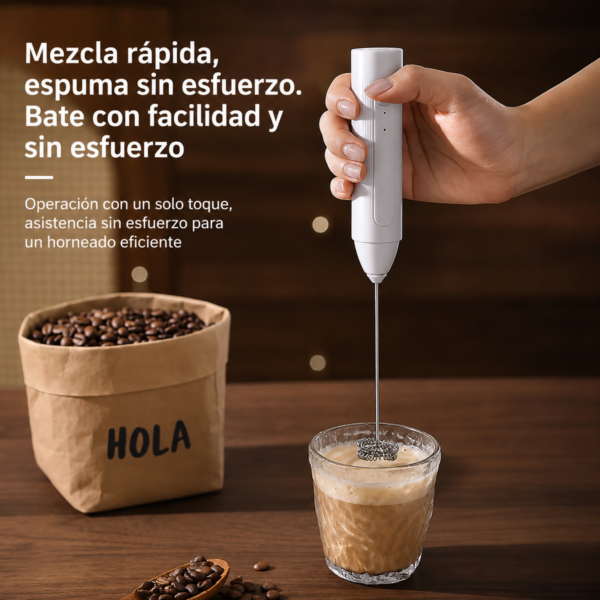 Mini Batidor Espumador Leche Café Recargable