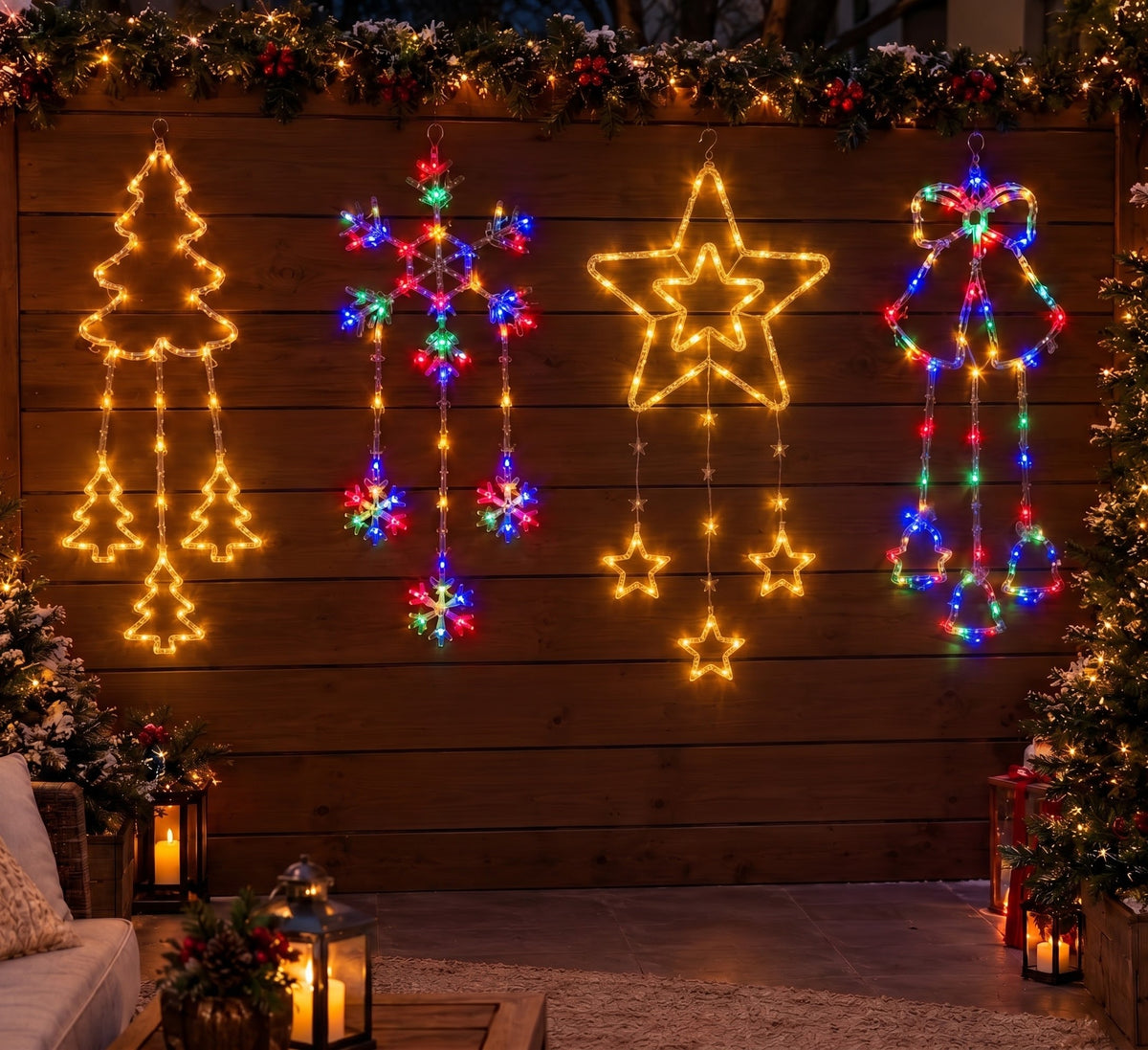 Colgante Solar Cálida Multicolor Adorno Navidad Diseños 60cm