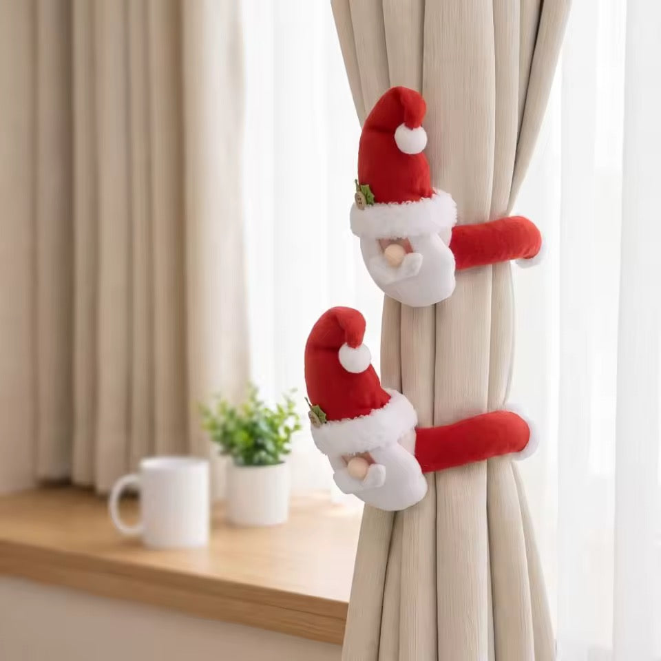 Pack 2 Toma Sujeta Cortina Navideño Navidad